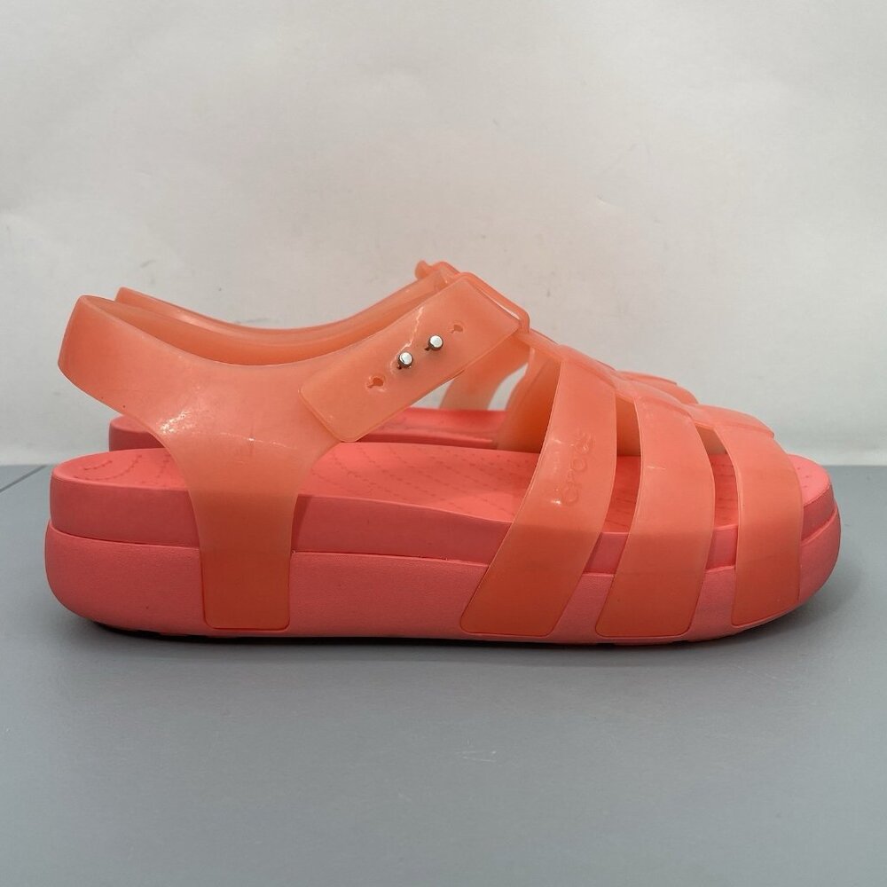 Crocs Splash Glossy Fisherman Sandals Strappy Platform Watermelon Pink Womens 9